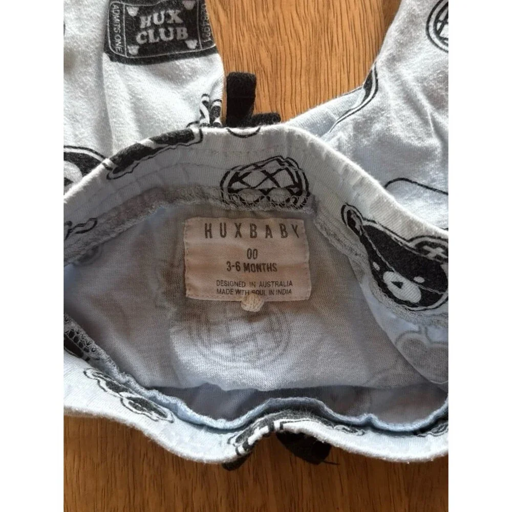 HUXBABY Baby Pants with Black Bear and Card Print
